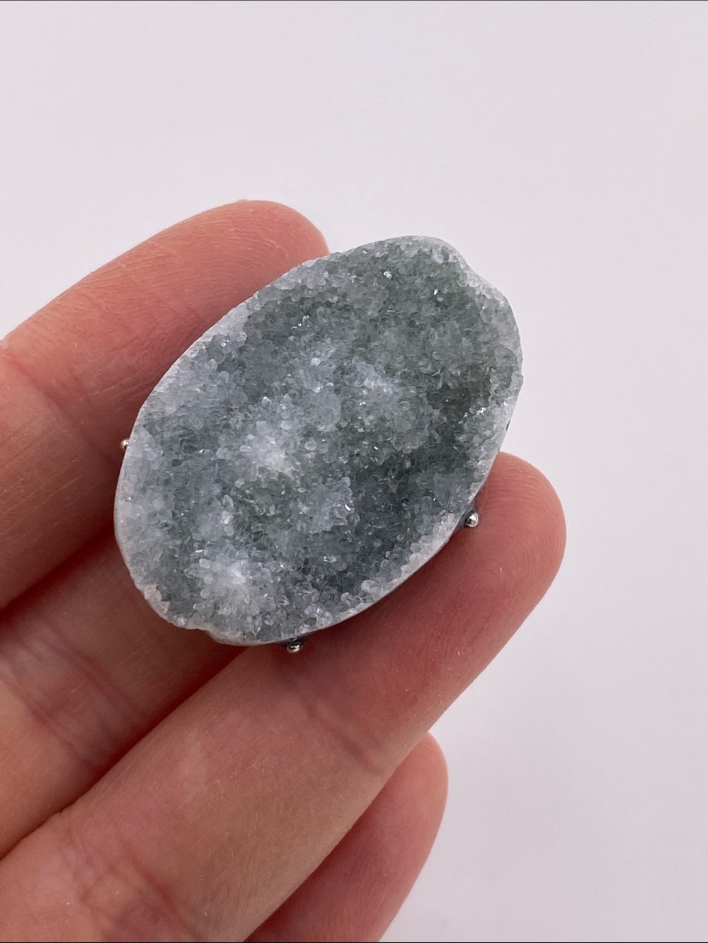 Apophyllite Druzy Ring • Raw Crystal Cluster • Adjustable Silver Statement Ring